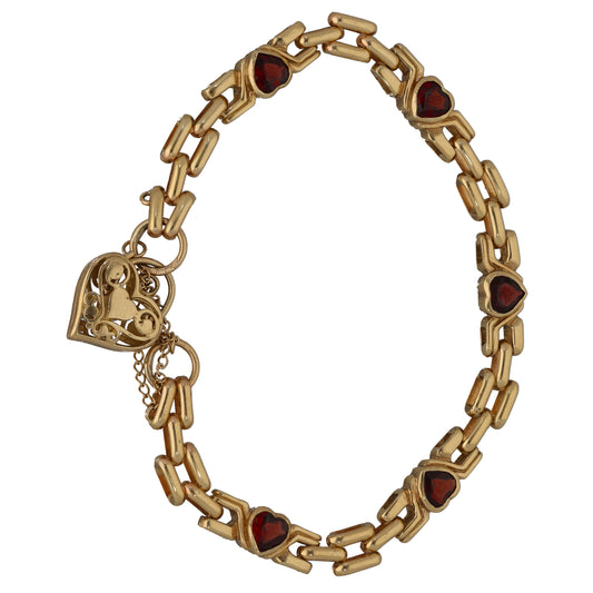 9ct Gold Garnet Fancy Stone Set Bracelet