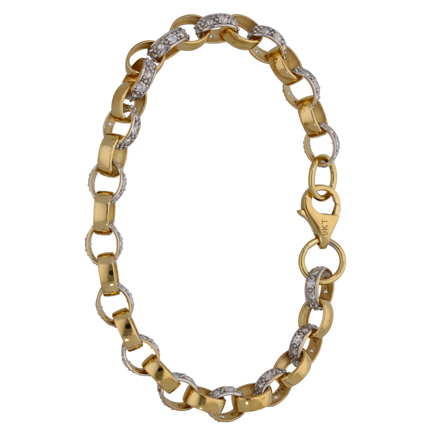 New 9ct Gold Cubic Zirconia Belcher Bracelet