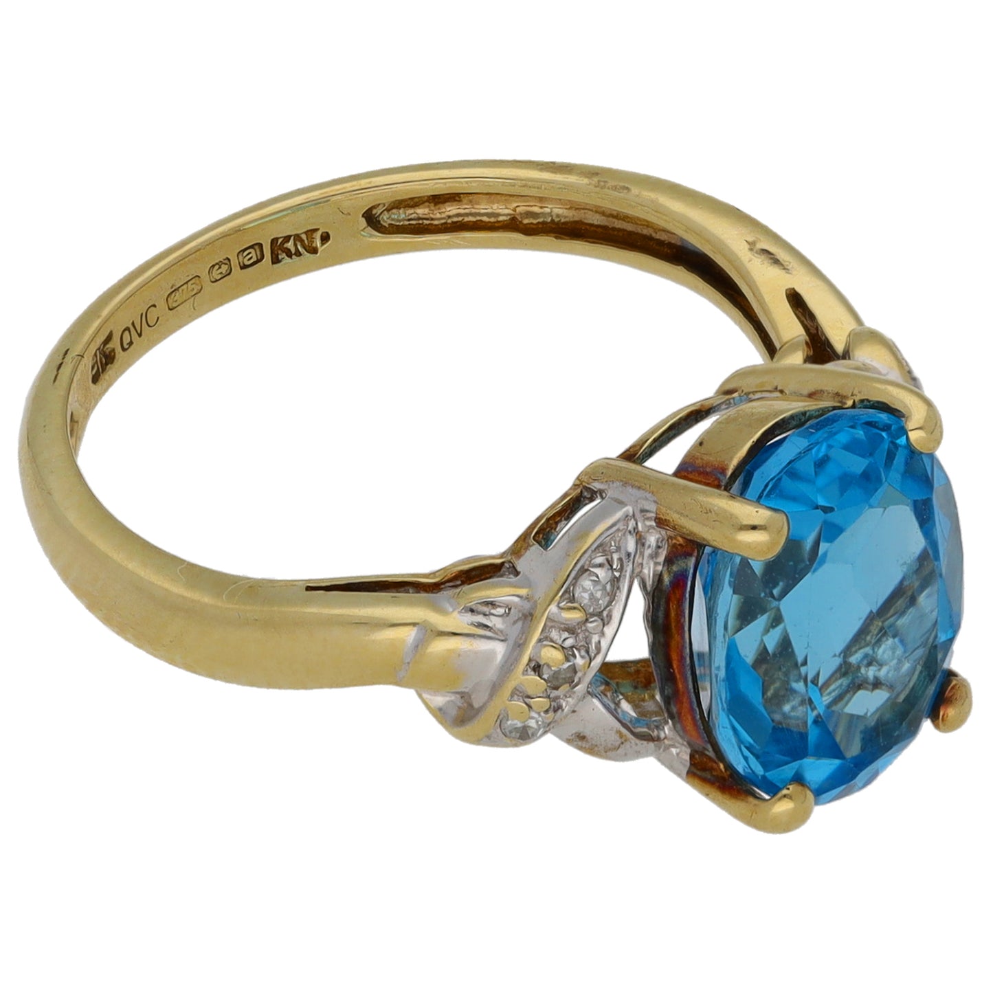 9ct Gold Topaz & 0.03ct Diamond Dress/Cocktail Ring Size M