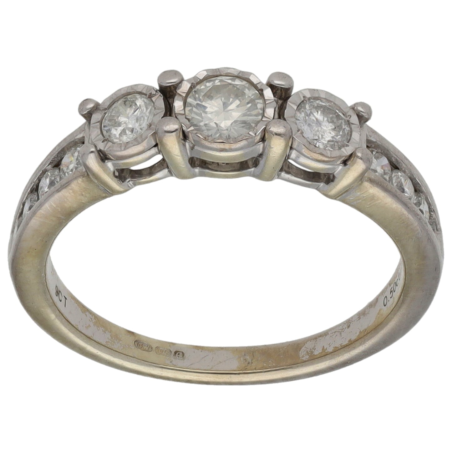 9ct White Gold 0.50ct Diamond Dress/Cocktail Ring Size K