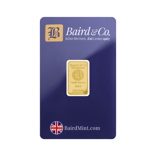 New Baird & Co 24ct 1/10oz Gold Minted Bar