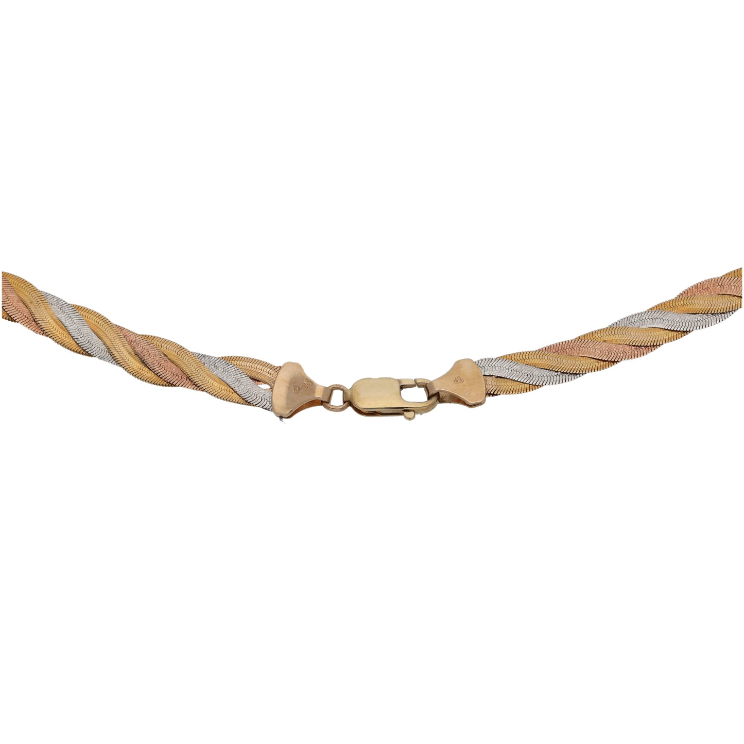 9ct Tricolour Gold Fancy Necklace 16"