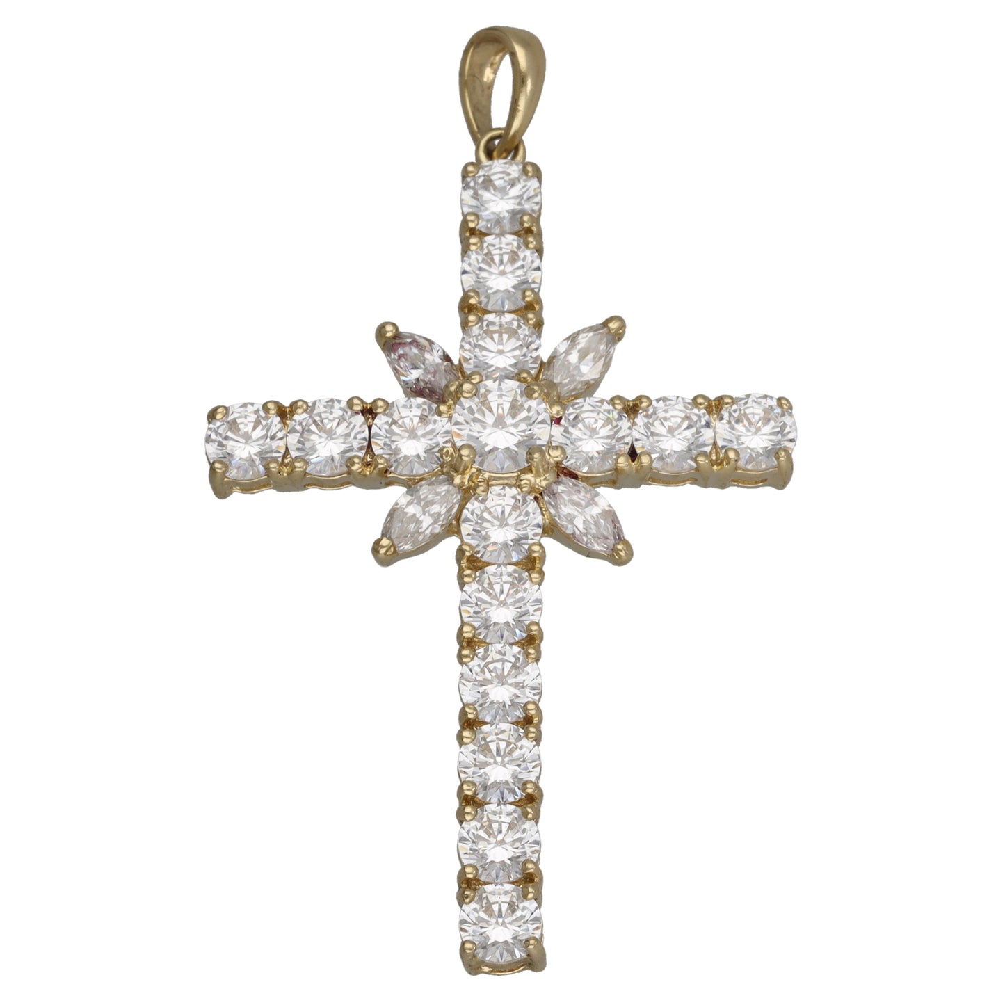 14ct Gold Cubic Zirconia Cross Pendant