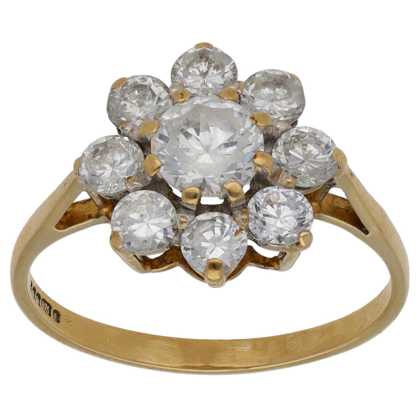 9ct Gold Cubic Zirconia Cluster Ring Size O