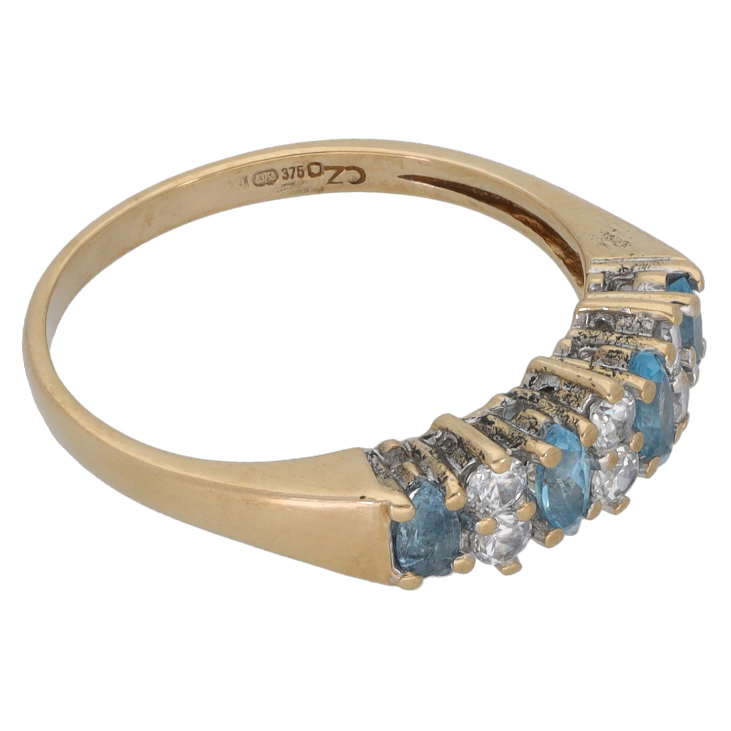 9ct Gold Topaz & Cubic Zirconia Half Eternity Ring Size L