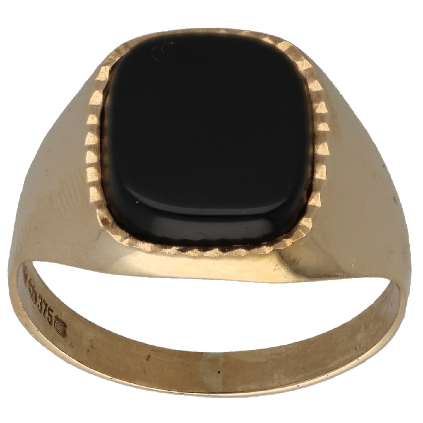 9ct Gold Onyx Single Stone Signet Ring Size N
