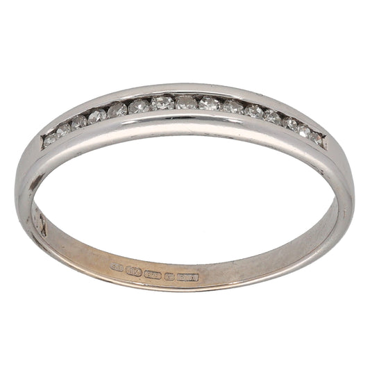 9ct White Gold 0.10ct Diamond Half Eternity Ring Size M