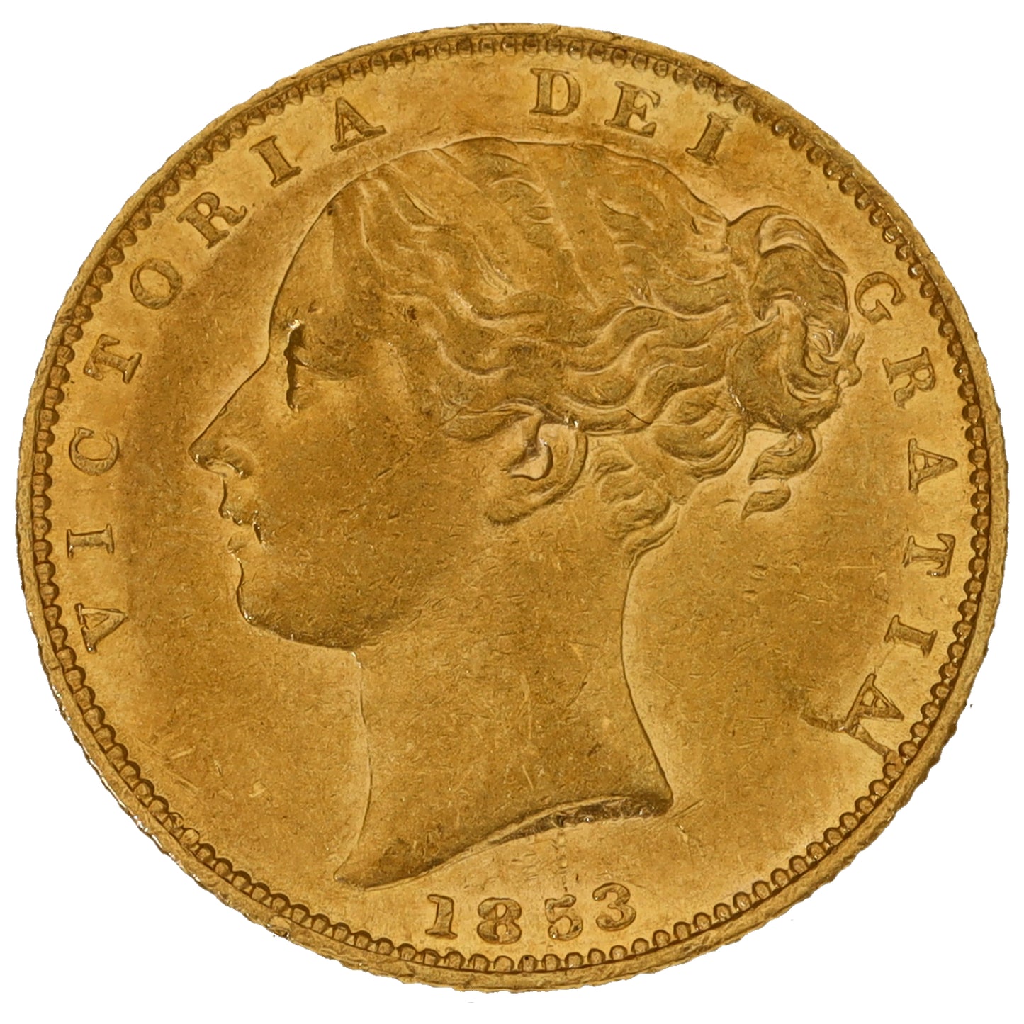 22ct Gold Queen Victoria Full Sovereign Coin 1853