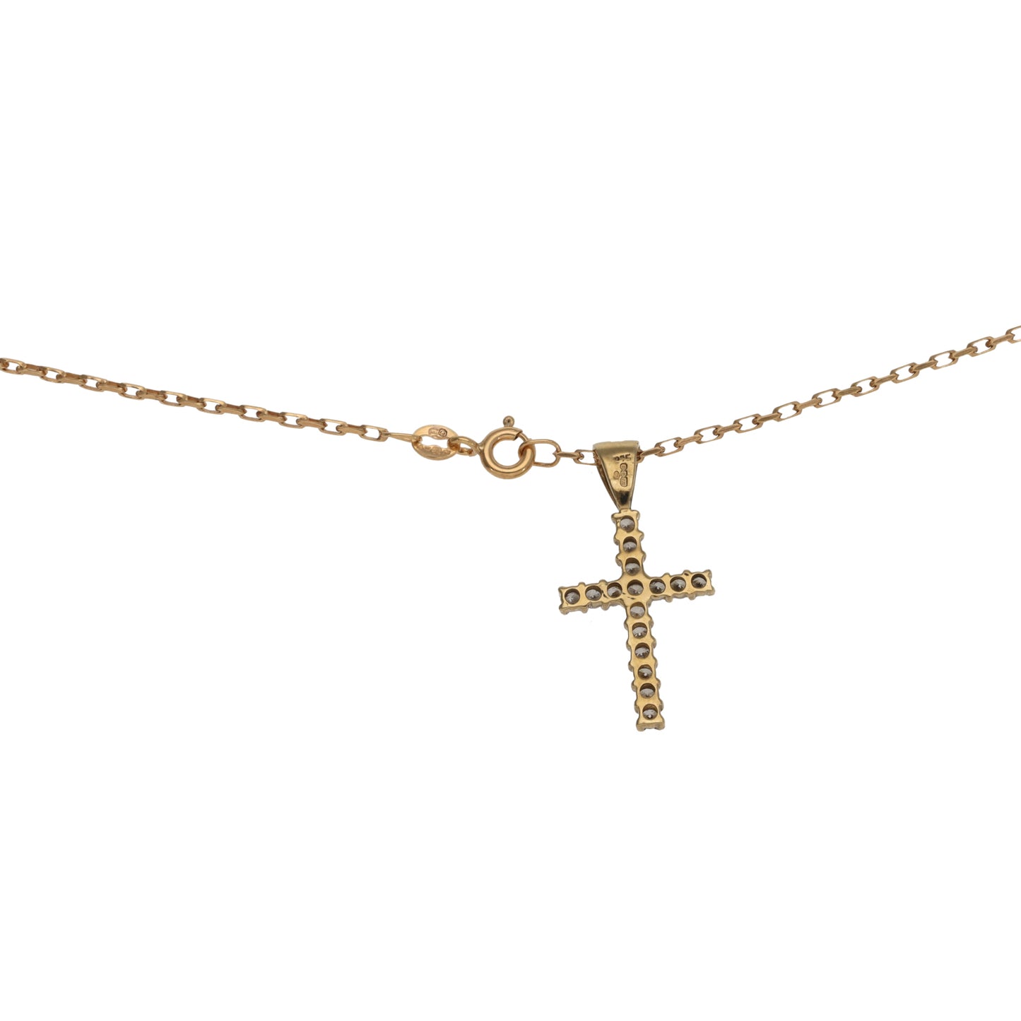 9ct Gold 0.32ct Diamond Cross Pendant With Chain