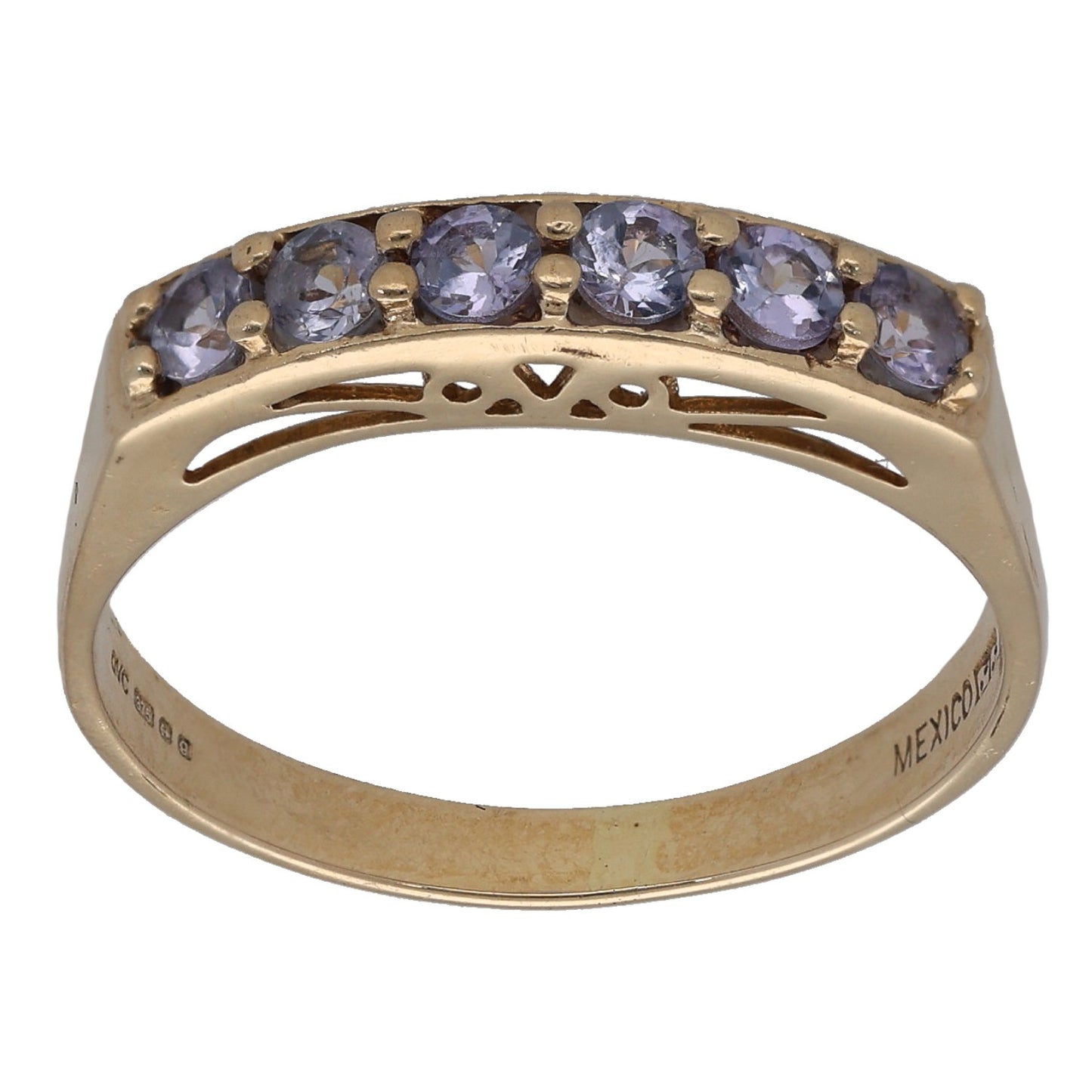 9ct Gold Tanzanite Half Eternity Ring Size M