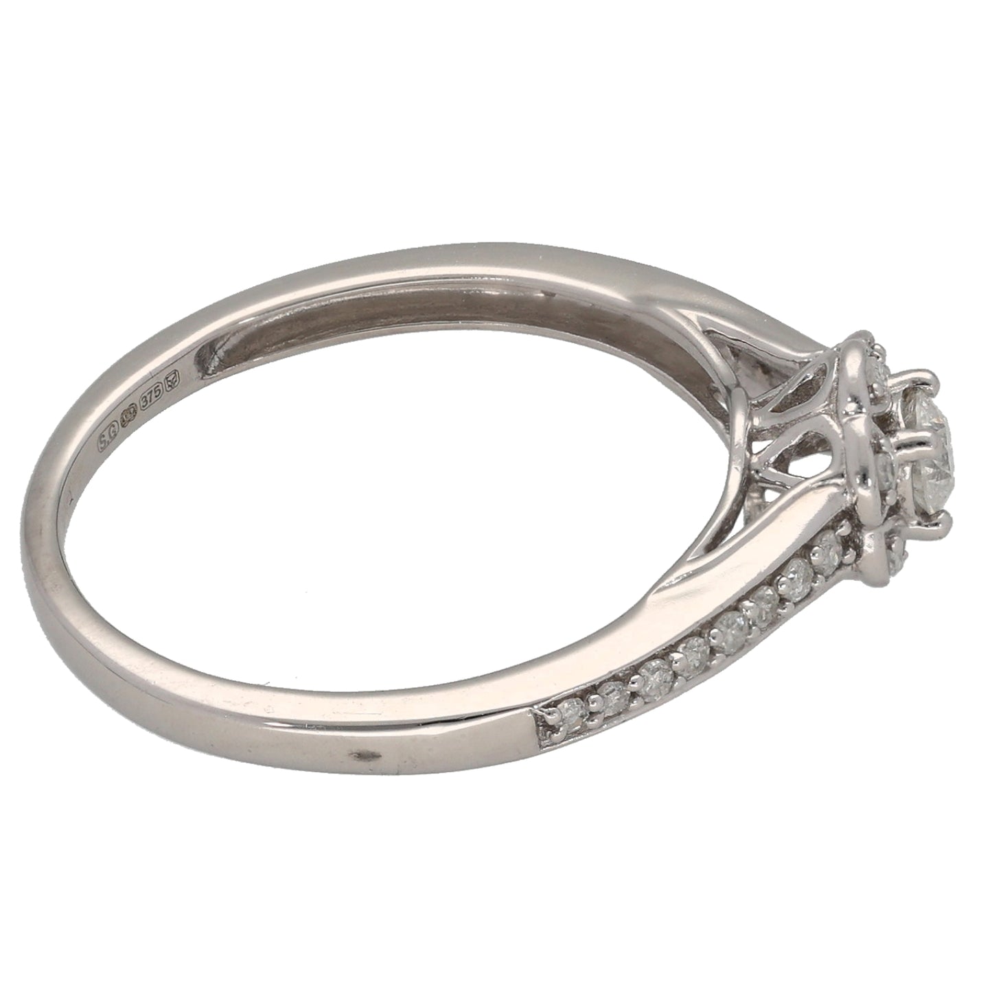 9ct White Gold 0.25ct Diamond Dress/Cocktail Ring Size K