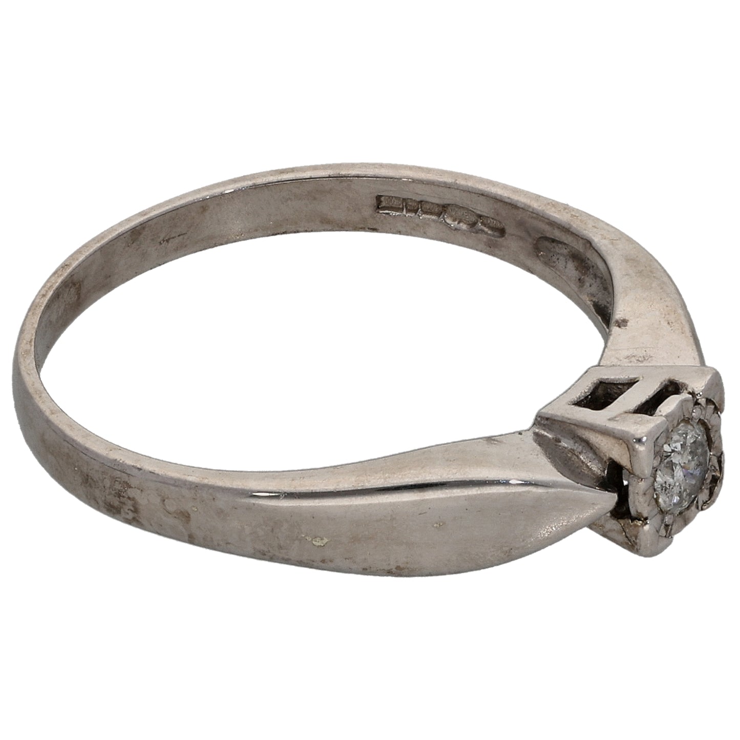9ct White Gold 0.10ct Diamond Solitaire Ring Size M