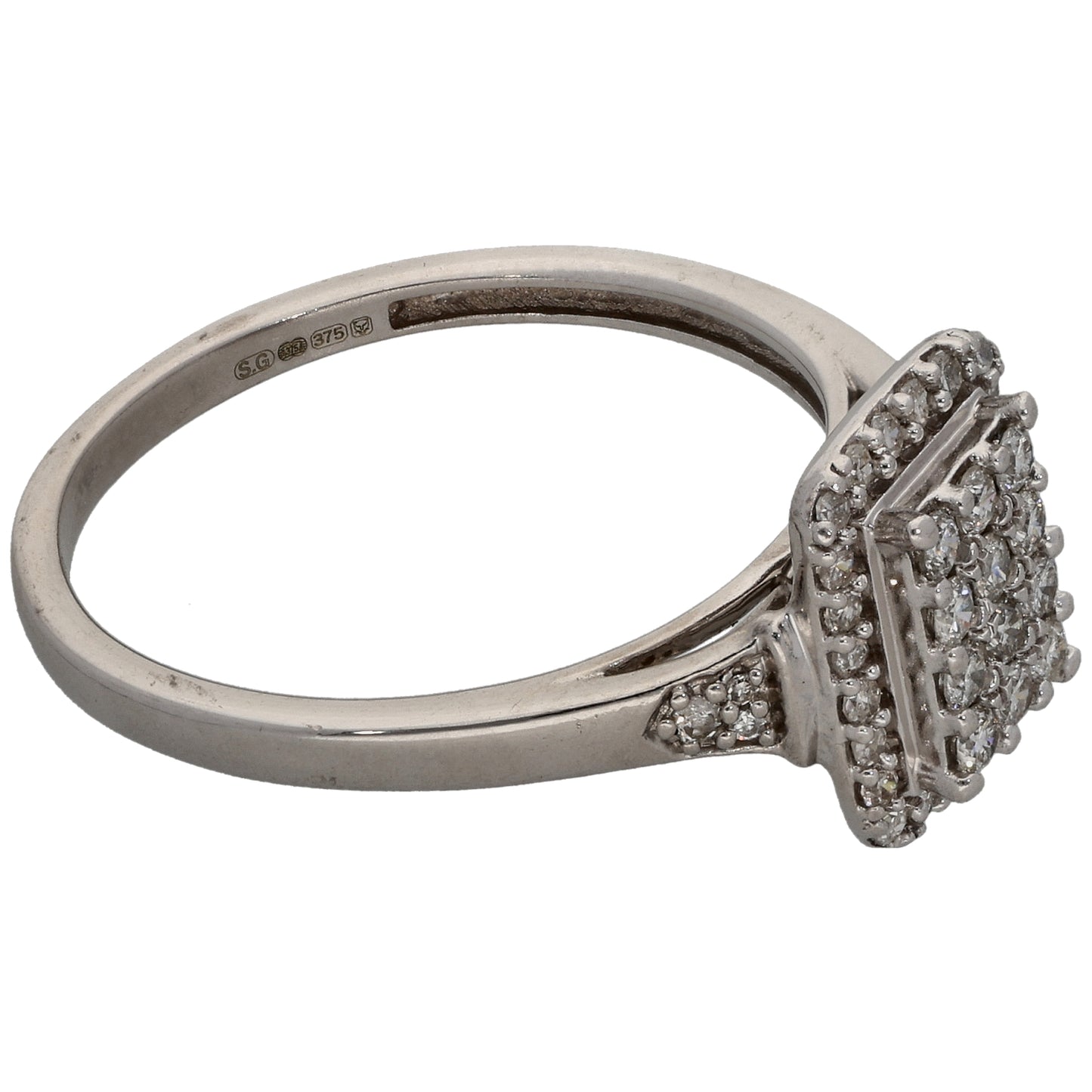 9ct White Gold 0.36ct Diamond Dress/Cocktail Ring Size N