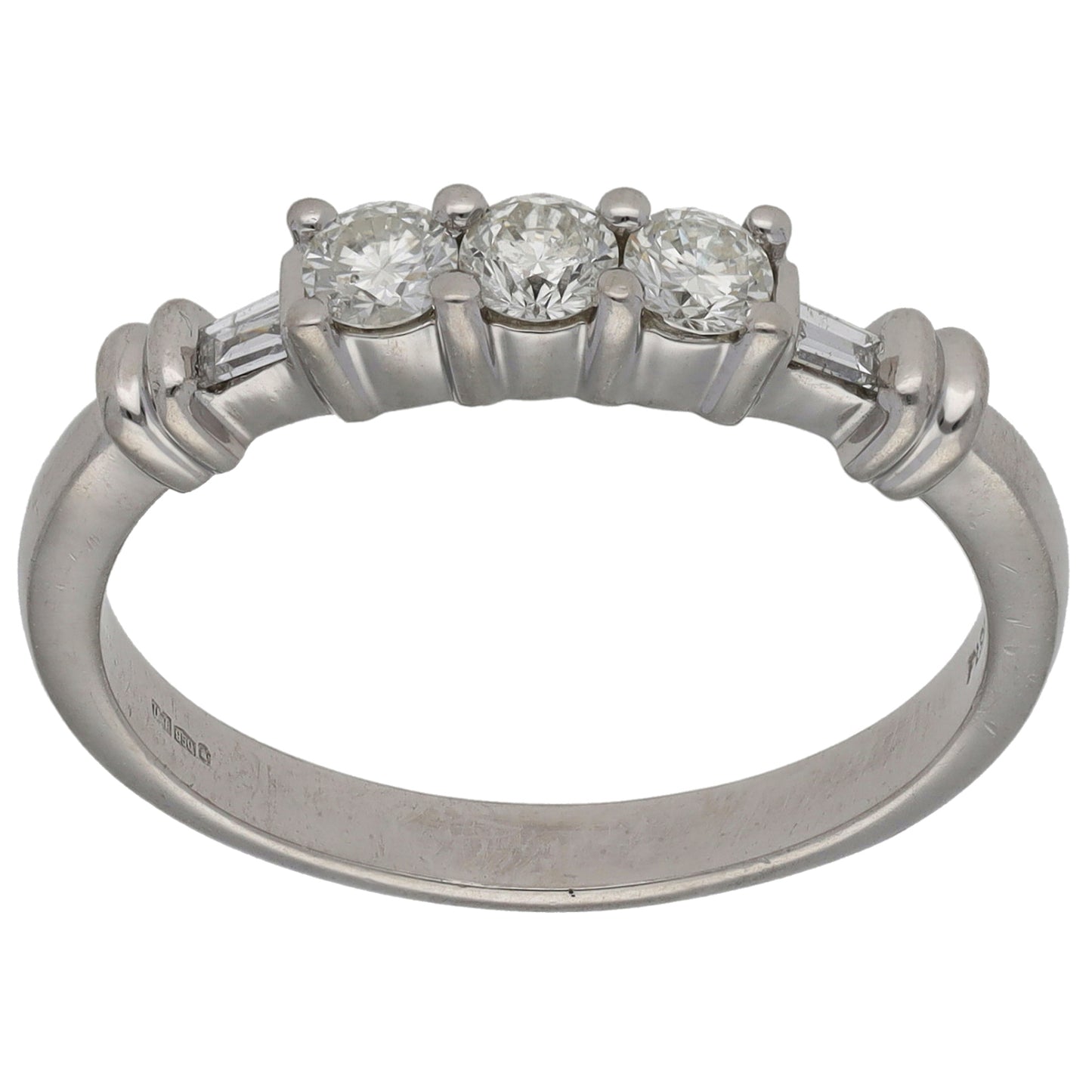 Platinum 0.44ct Diamond Trilogy Ring Size R