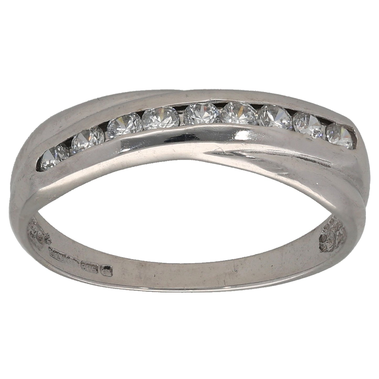 9ct White Gold Cubic Zirconia Half Eternity Ring Size L