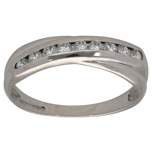 9ct White Gold Cubic Zirconia Half Eternity Ring Size L
