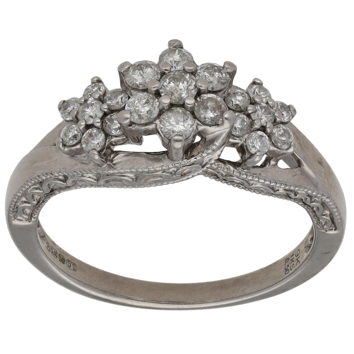 9ct White Gold 0.50ct Diamond Cluster Ring Size N