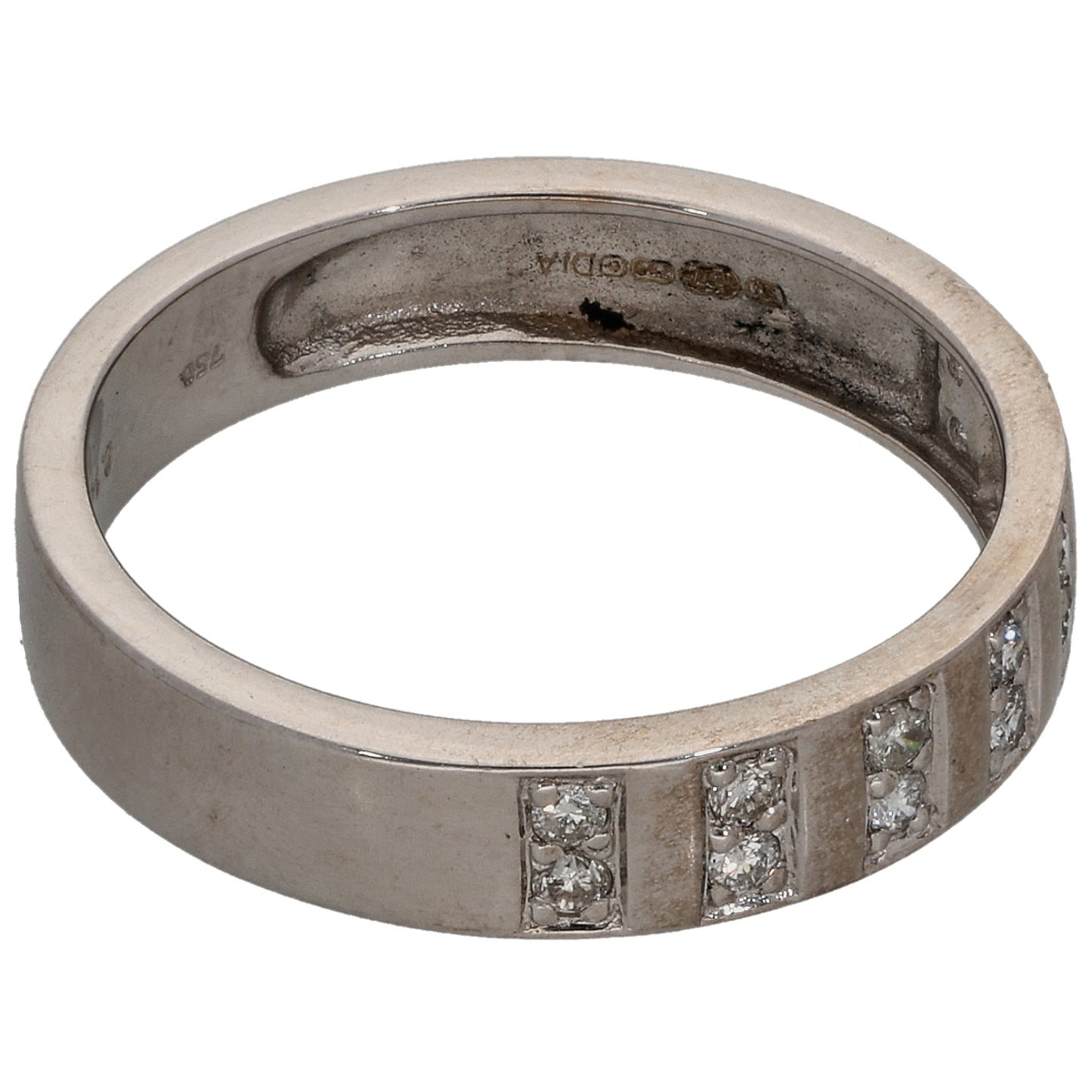 18ct White Gold 0.14ct Diamond Half Eternity Ring Size L