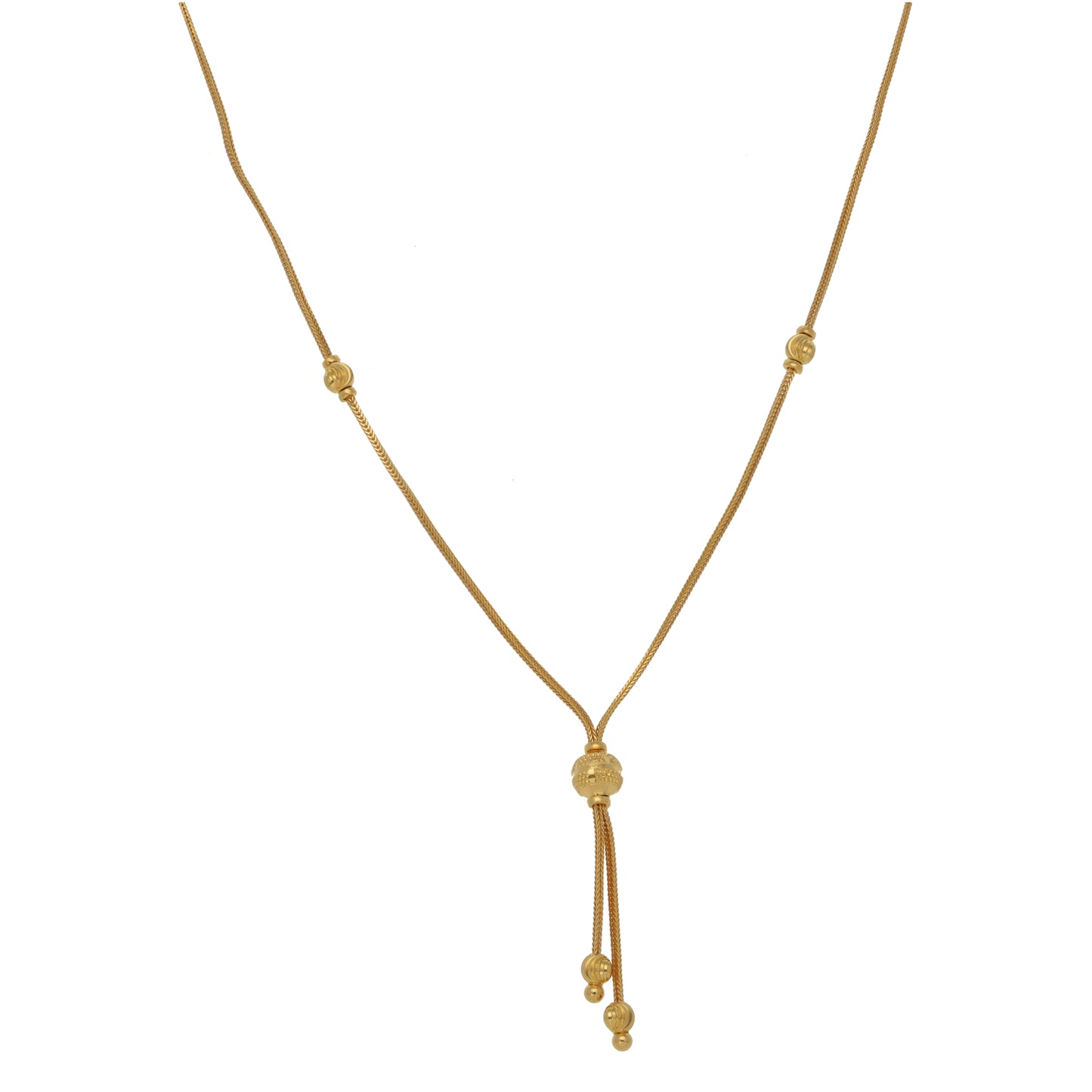 New 22ct Gold Bead Dangle Necklace 18"