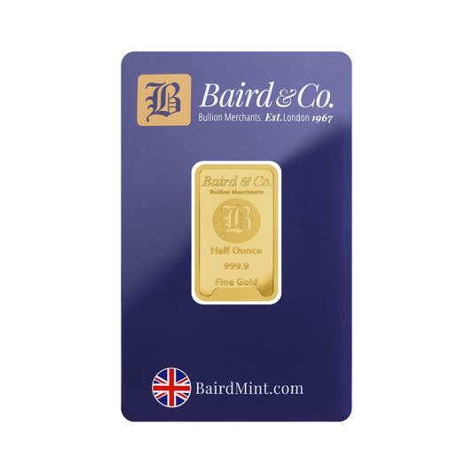 New Baird & Co 24ct 1/2oz Gold Minted Bar
