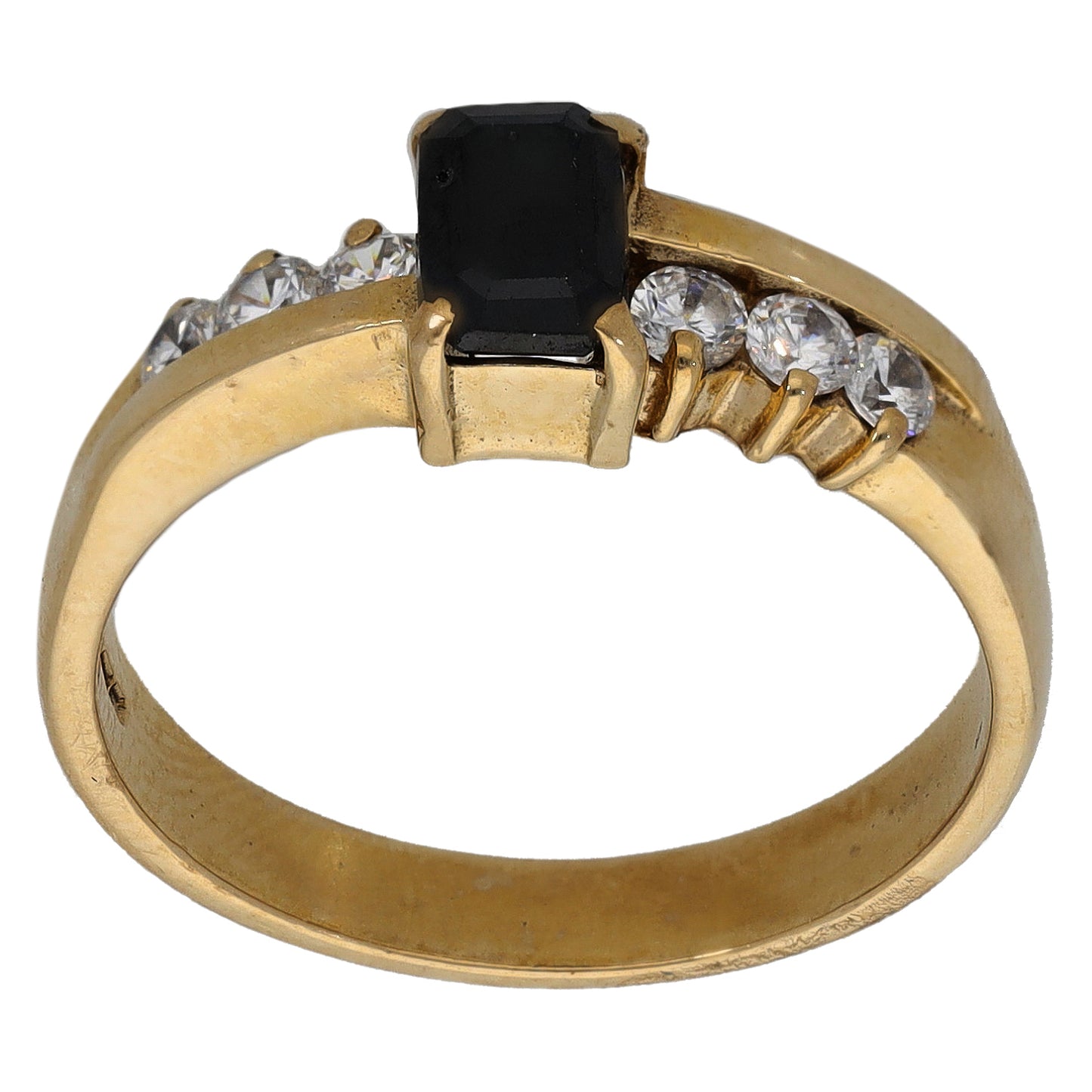 9ct Gold Sapphire & Cubic Zirconia Single Stone Ring With Accents Size P