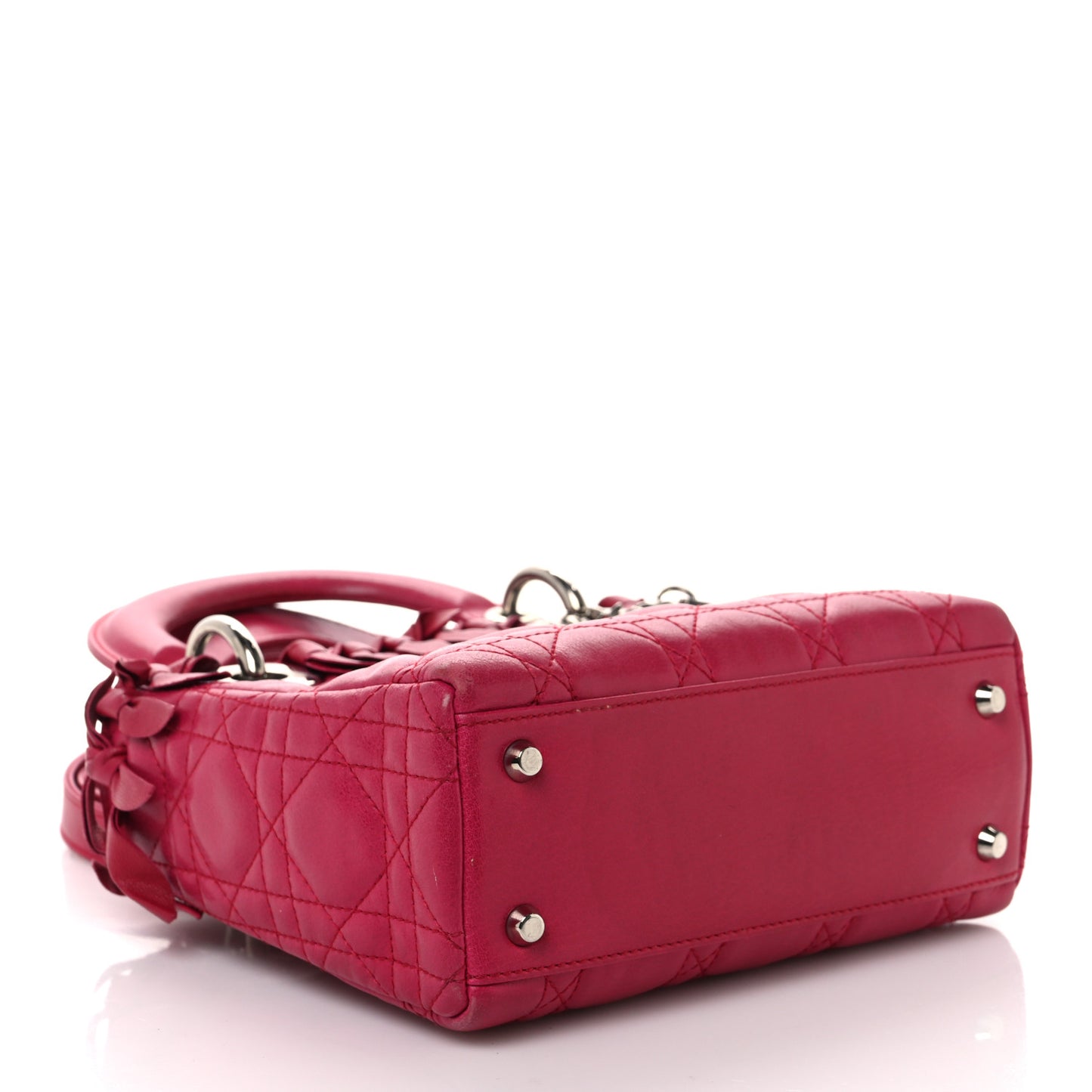 Christian Dior Cannage Bow Mini Lady Dior Leather Bag - Fuchsia