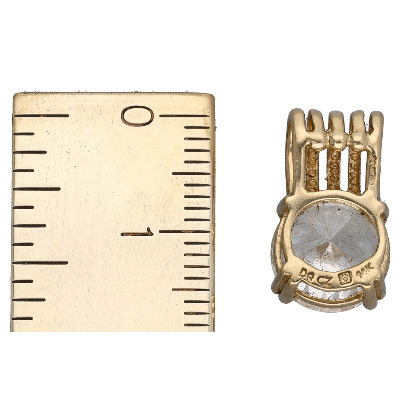 14ct Gold Cubic Zirconia Single Stone Pendant