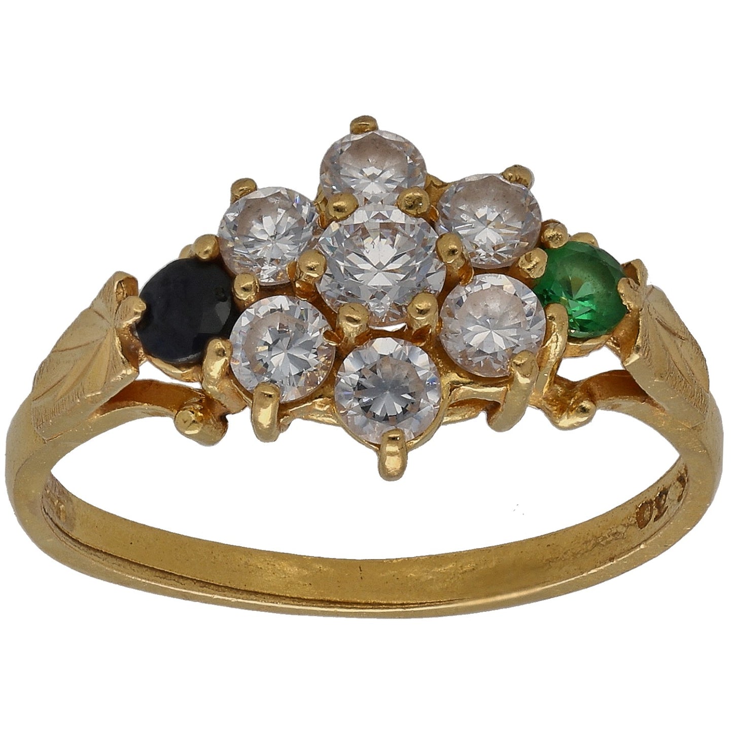 22ct Gold Imitation Gems Dress/Cocktail Ring Size O