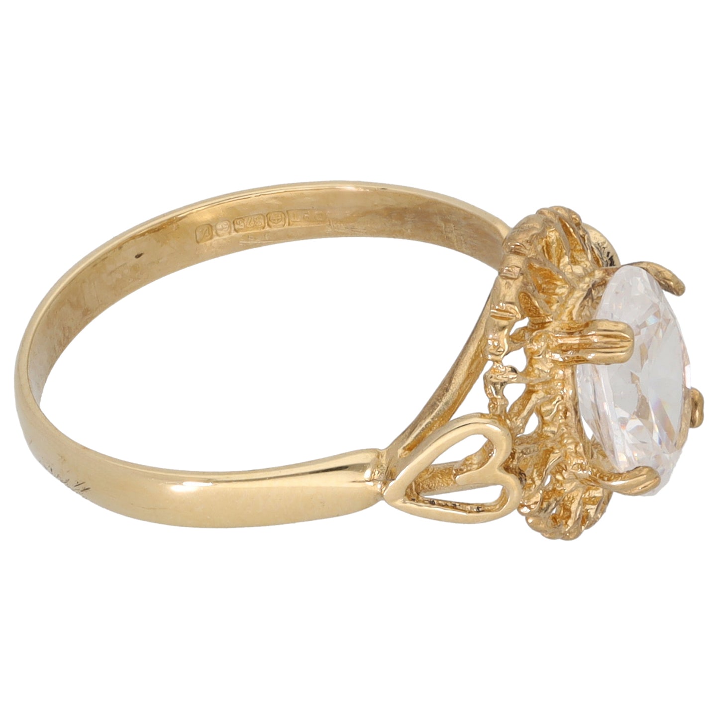 9ct Gold Cubic Zirconia Single Stone Ring Size N