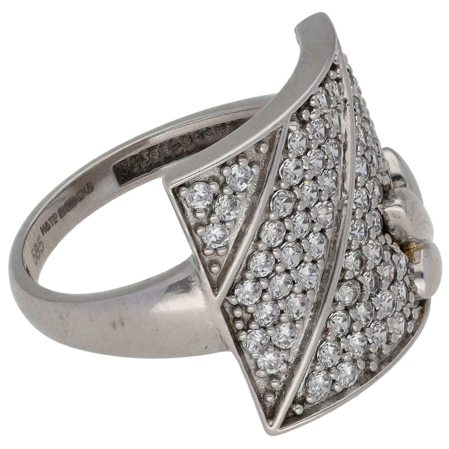 14ct White Gold Cubic Zirconia Dress/Cocktail Ring Size P