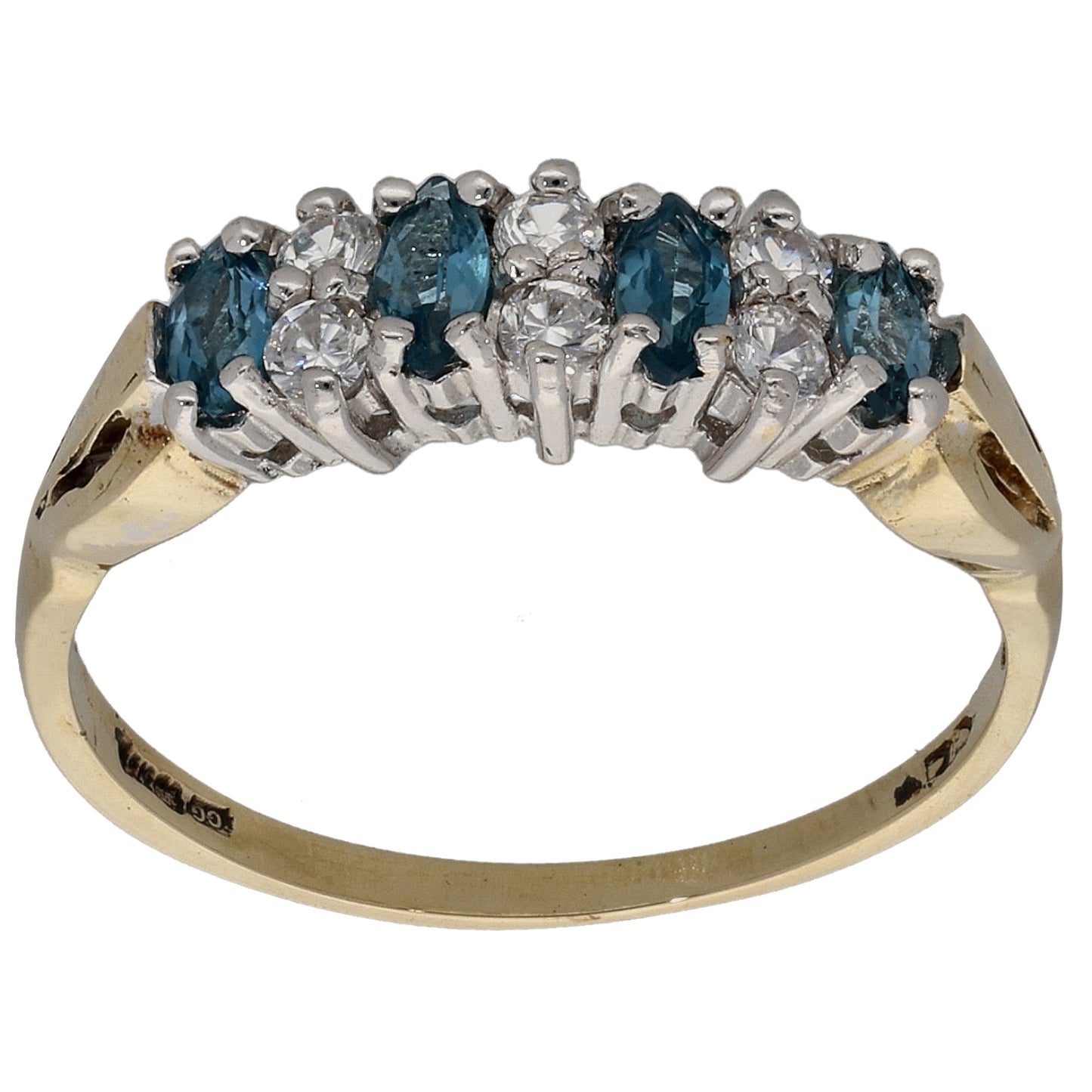 9ct Gold Topaz & Cubic Zirconia Half Eternity Ring Size P