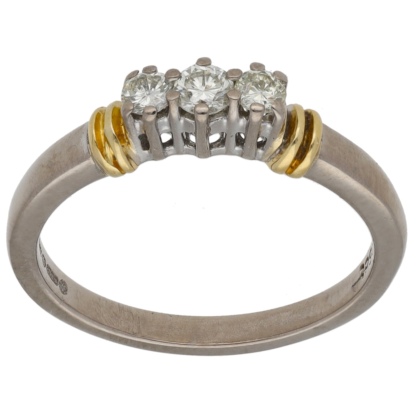 18ct White Gold 0.25ct Diamond Three Stone Ring Size N