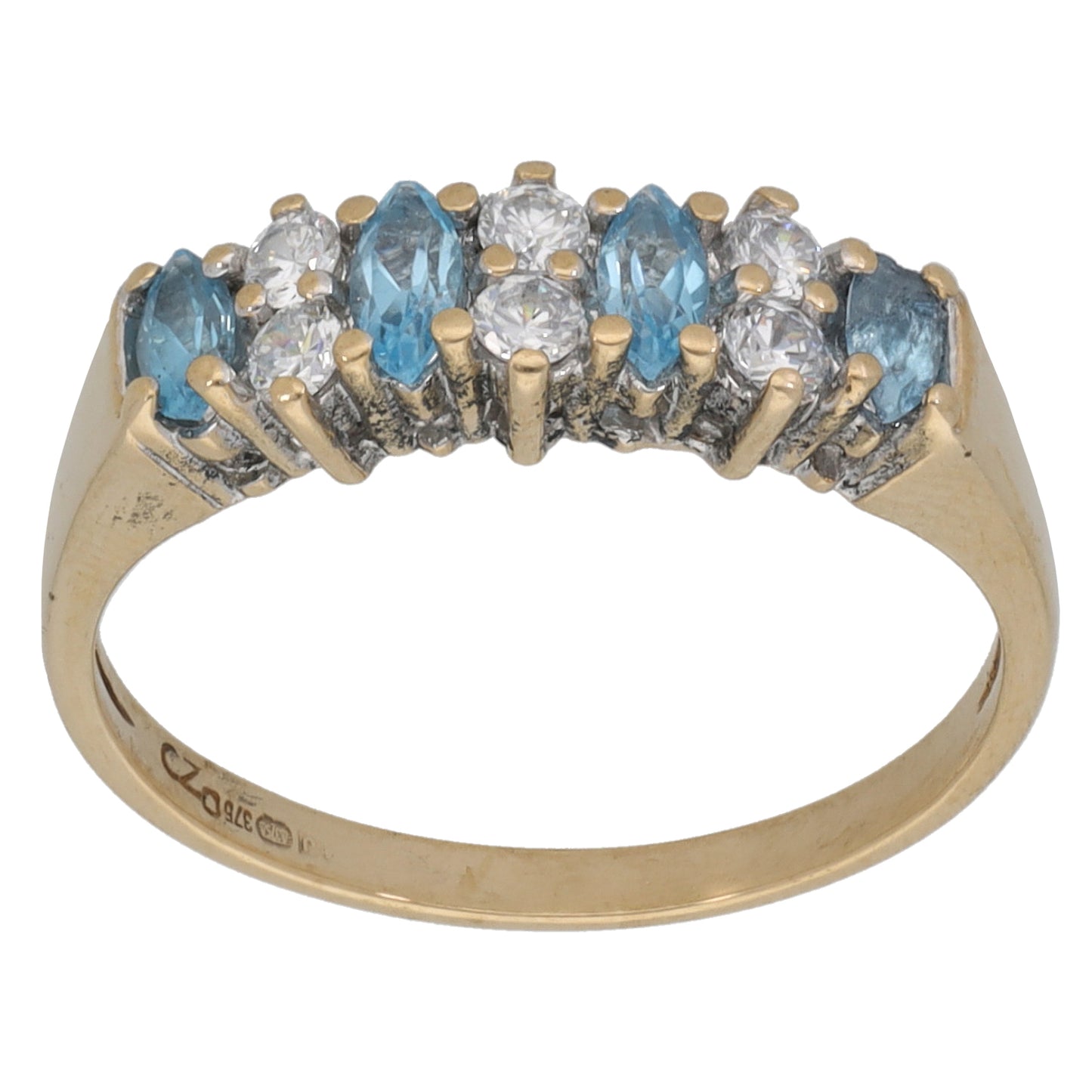 9ct Gold Topaz & Cubic Zirconia Half Eternity Ring Size L