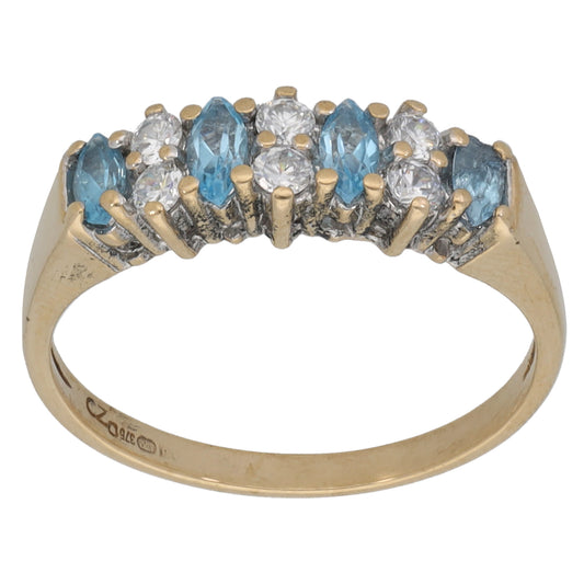 9ct Gold Topaz & Cubic Zirconia Half Eternity Ring Size L
