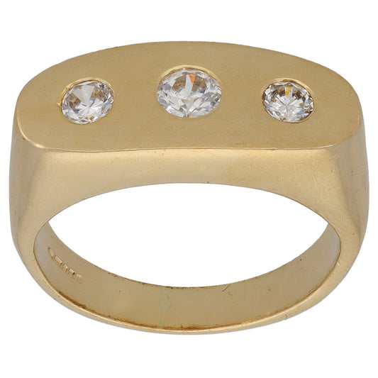 9ct Gold Cubic Zirconia Three Stone Ring Size P