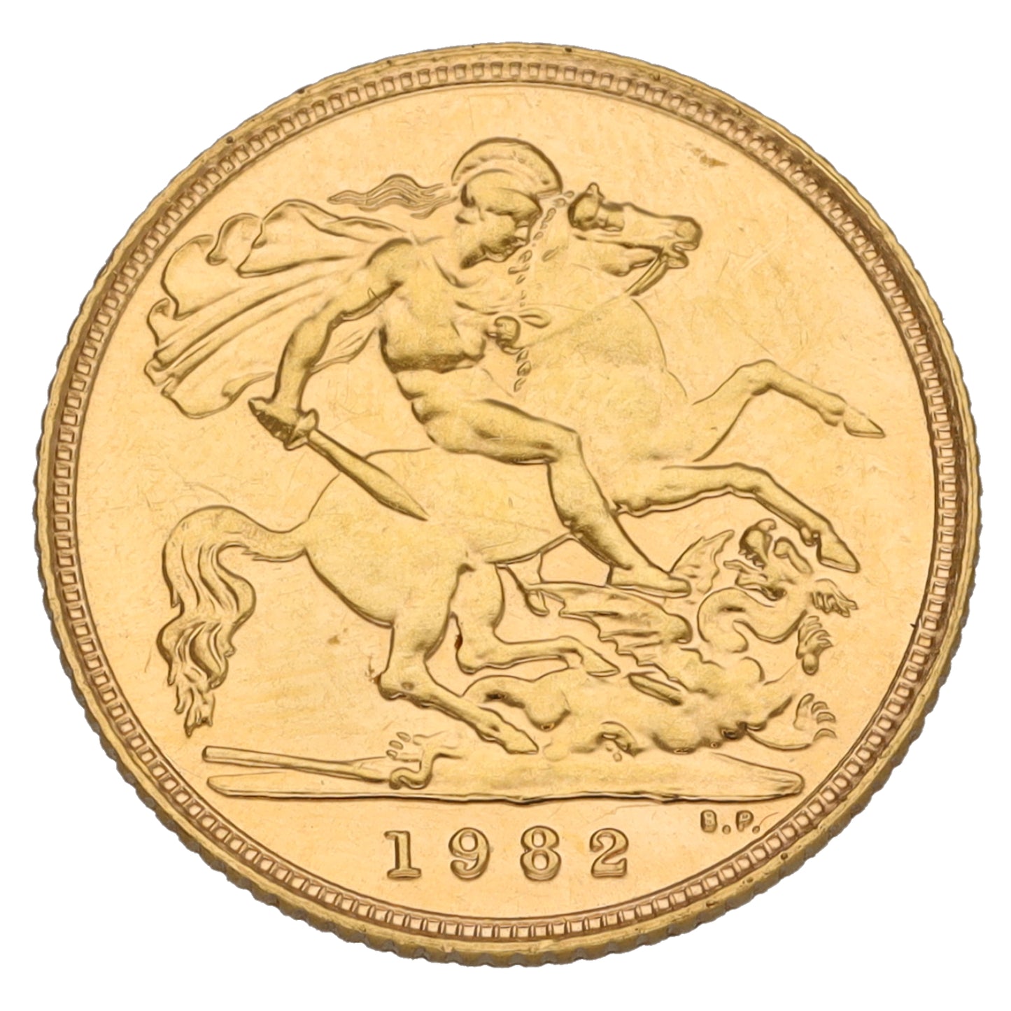 22ct Gold Queen Elizabeth II Half Sovereign Coin 1982