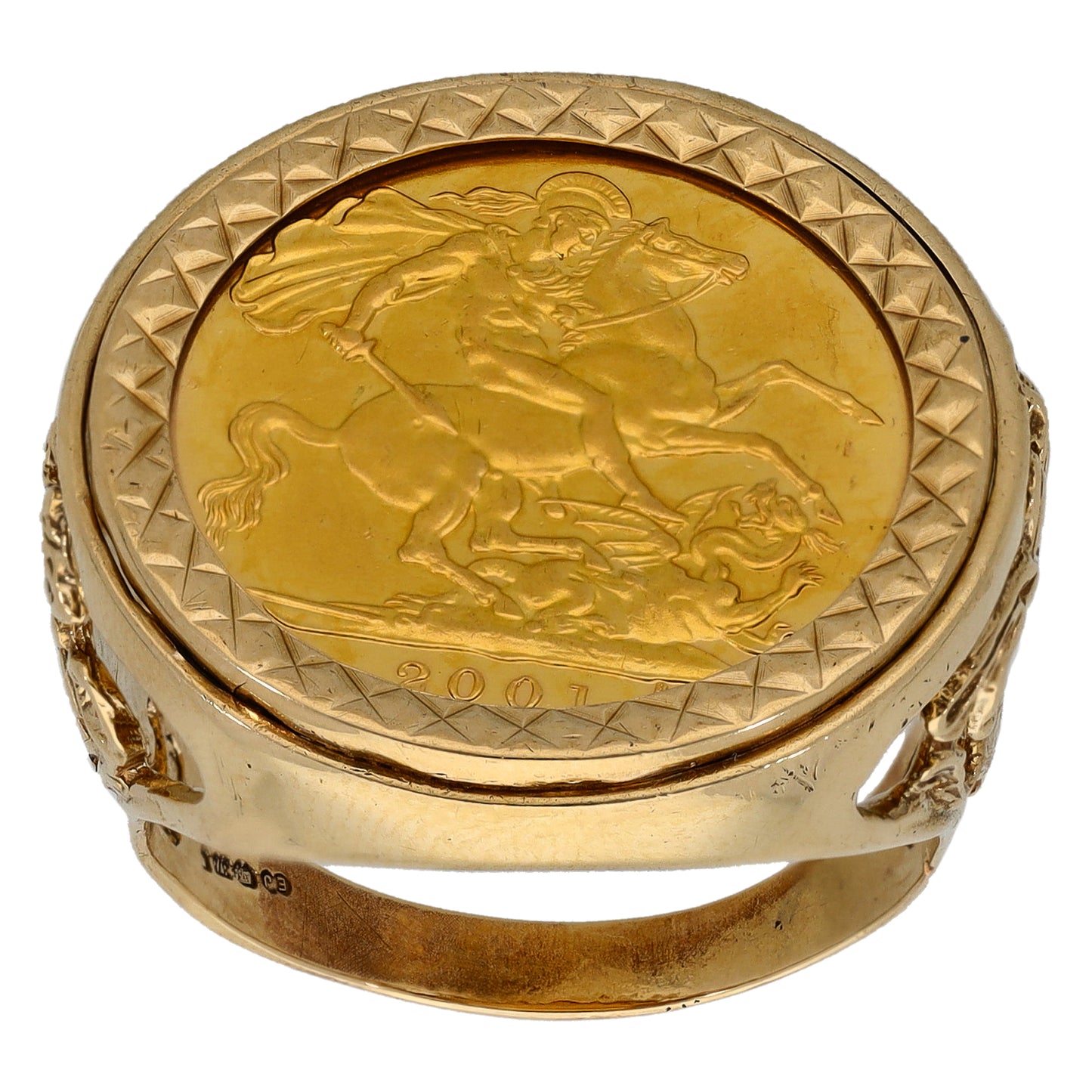 9ct Gold Full Sovereign Coin Ring Size V