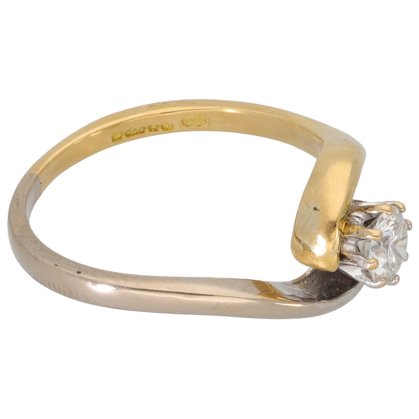 18ct Bicolour Gold 0.30ct Diamond Solitaire Ring Size L