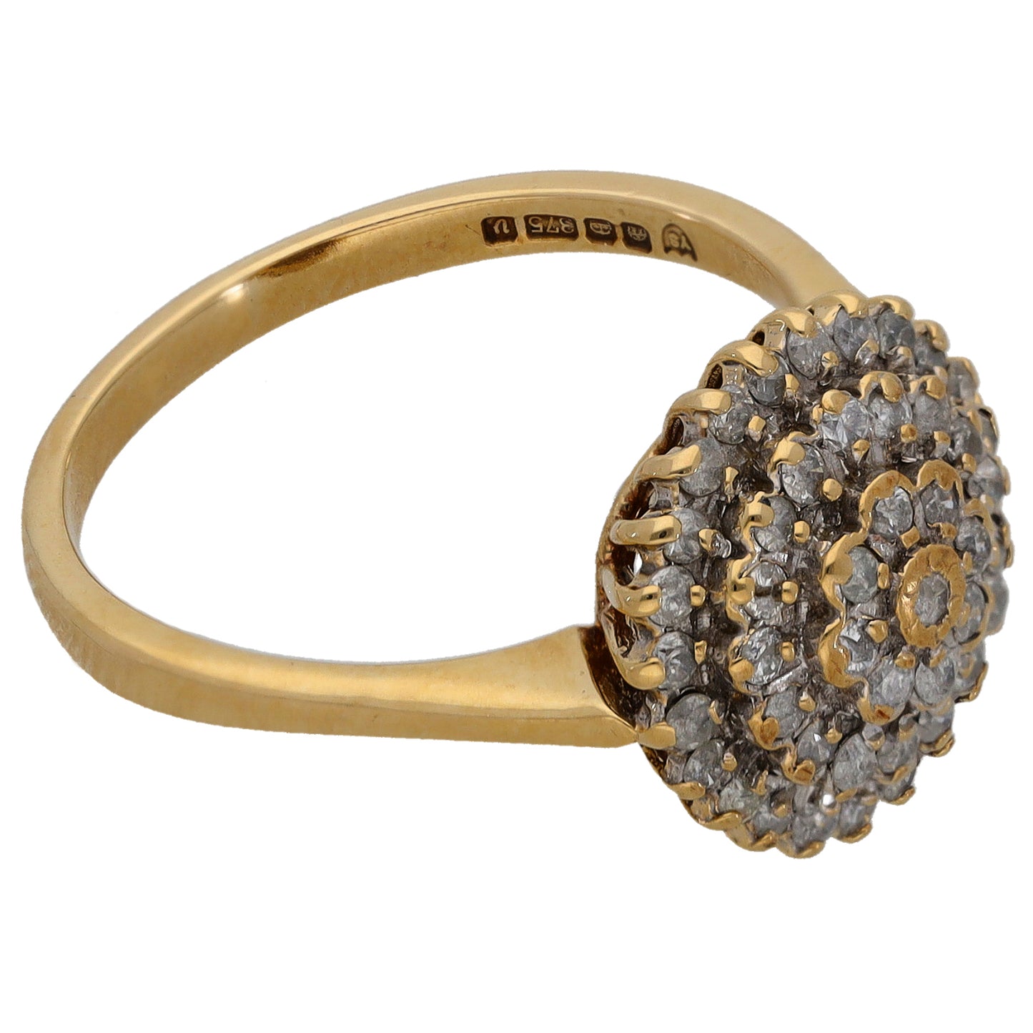 9ct Gold 0.49ct Diamond Cluster Ring Size O