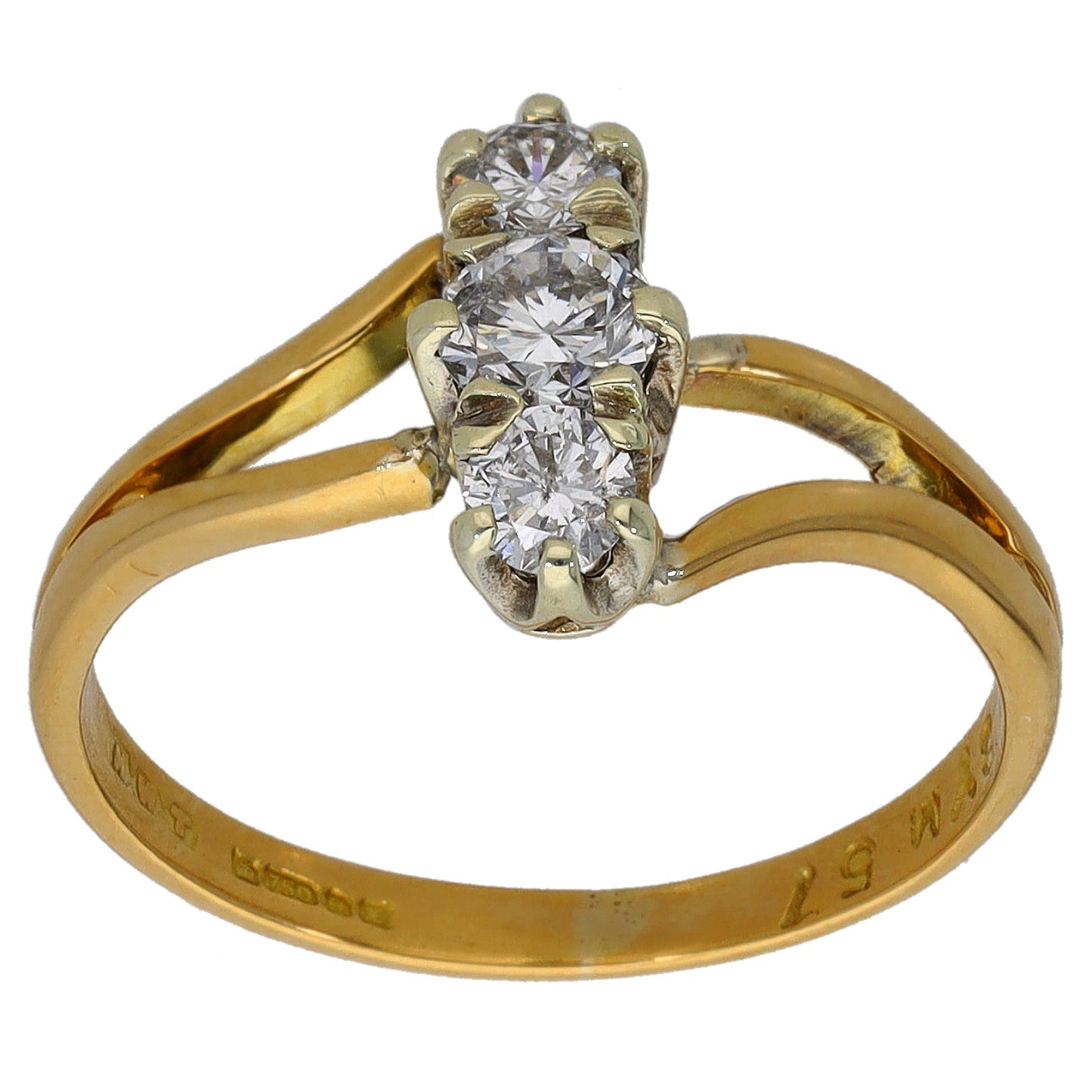18ct Gold 0.35ct Diamond Trilogy Ring Size L