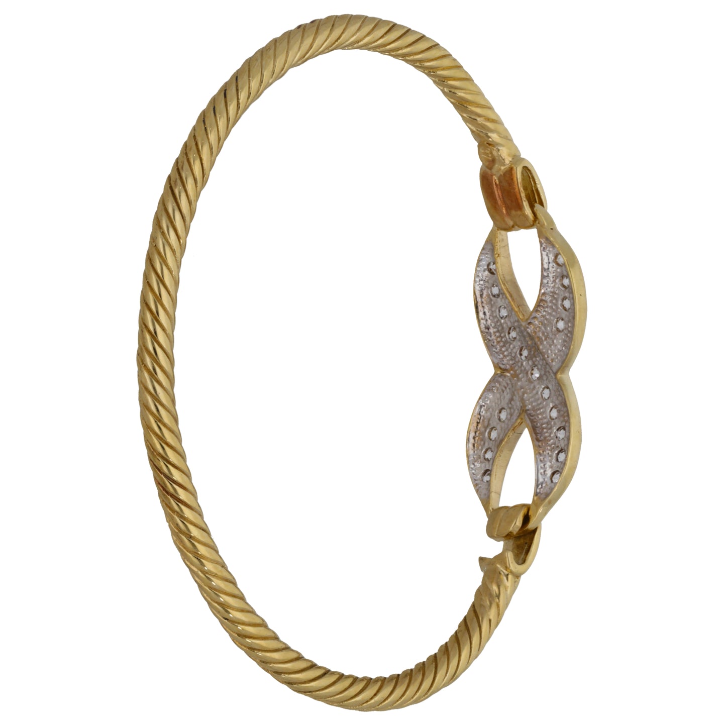 9ct Gold Cubic Zirconia Hinged/Clasp Bangle