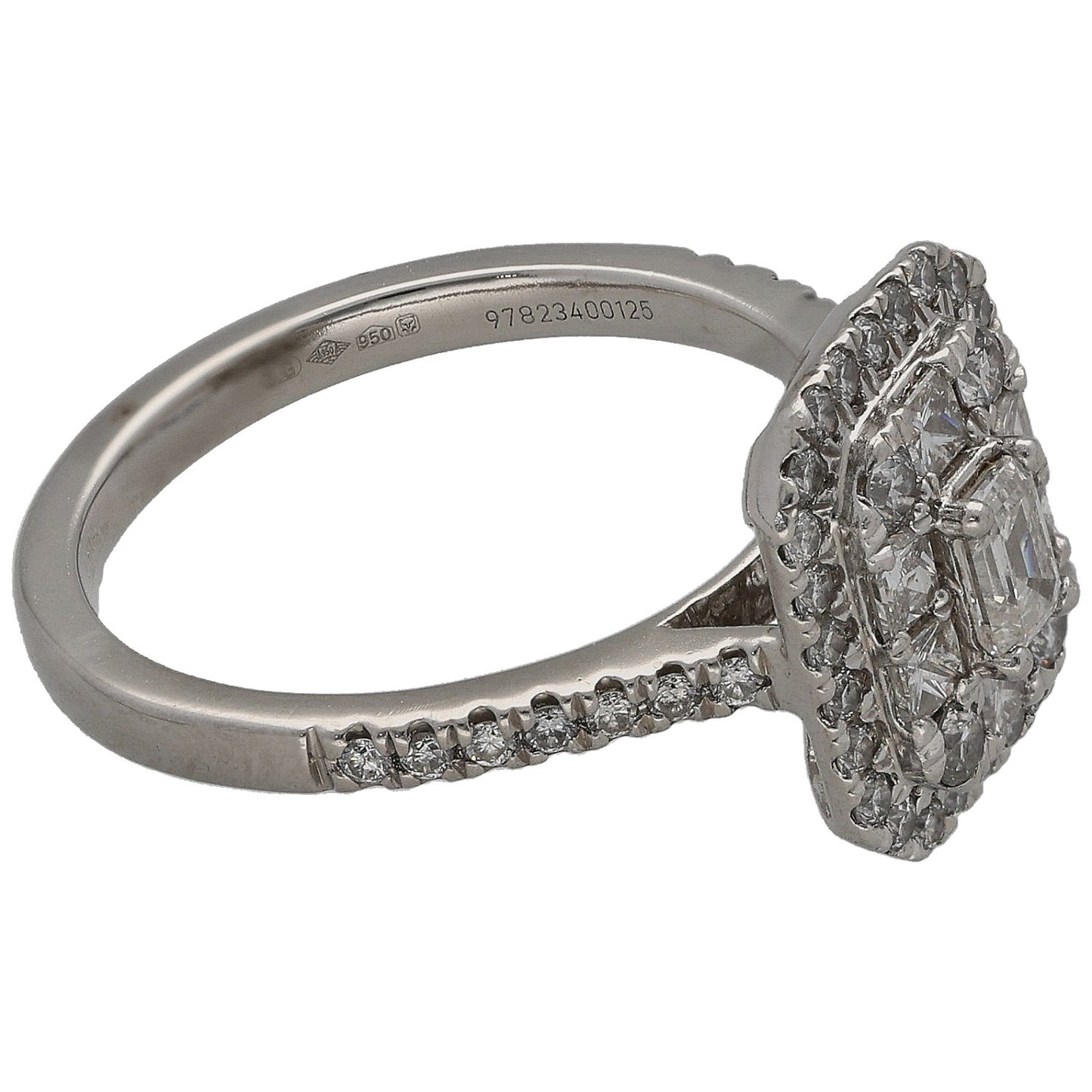 Platinum 1.12ct Diamond Dress/Cocktail Ring Size L
