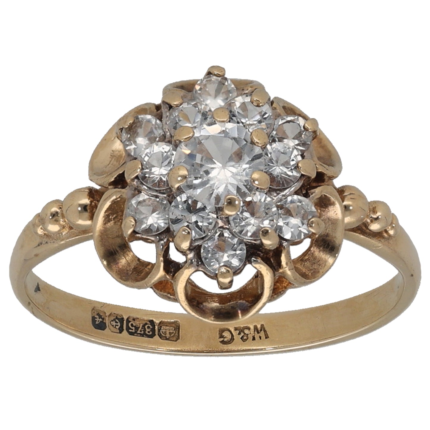 9ct Gold Cubic Zirconia Dress/Cocktail Ring Size M