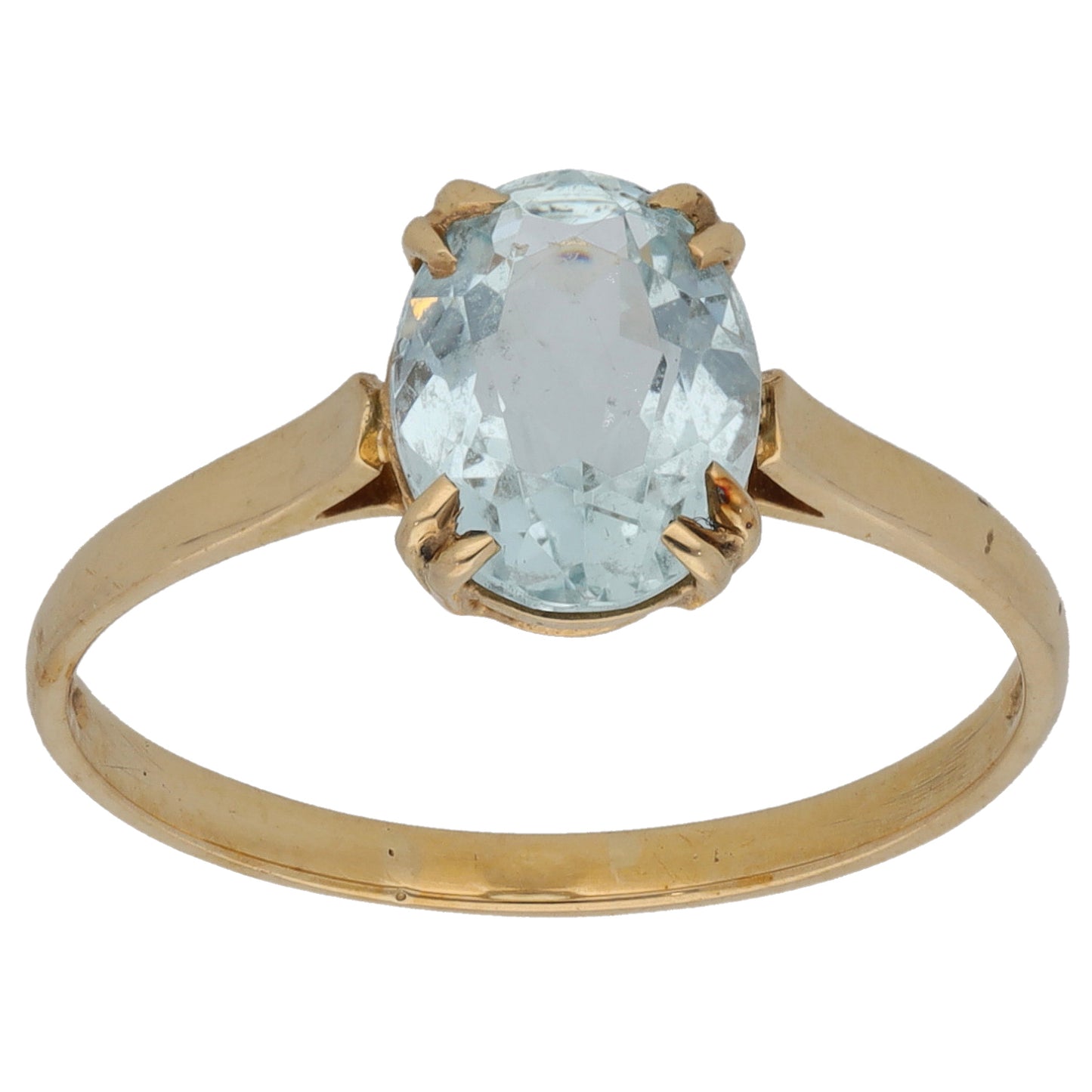 9ct Gold Aquamarine Single Stone Ring Size Q