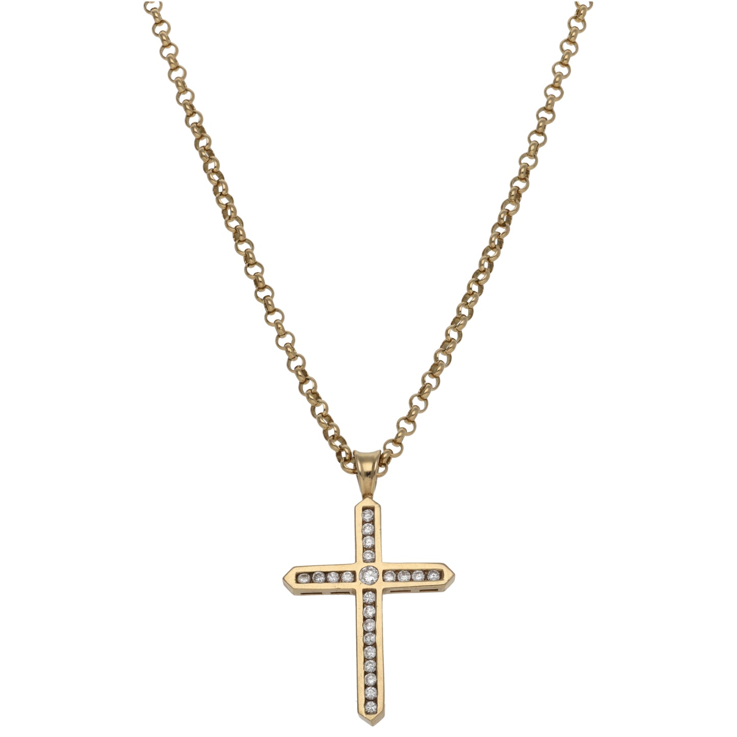 9ct Gold Cubic Zirconia Cross Pendant With Chain