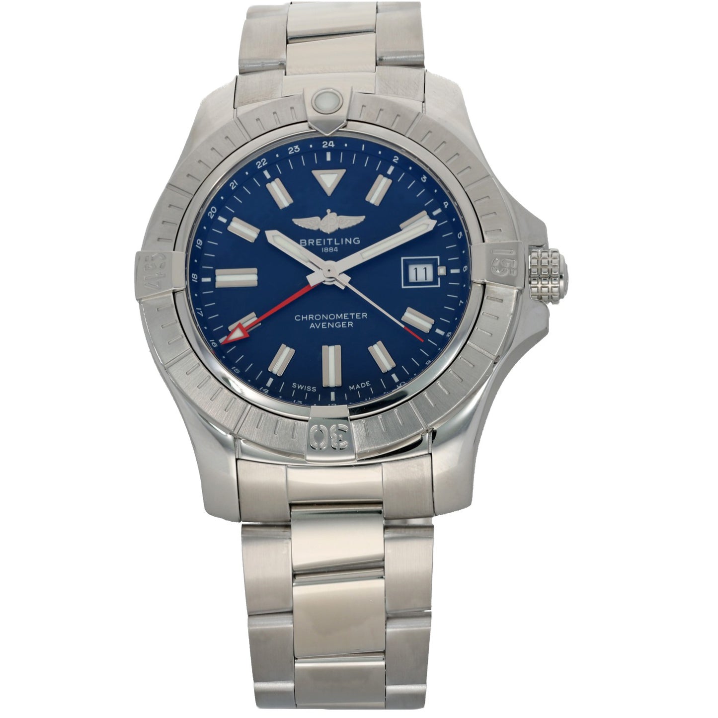 Breitling Avenger II A32395, blue dial stiainless steel case and bracelet