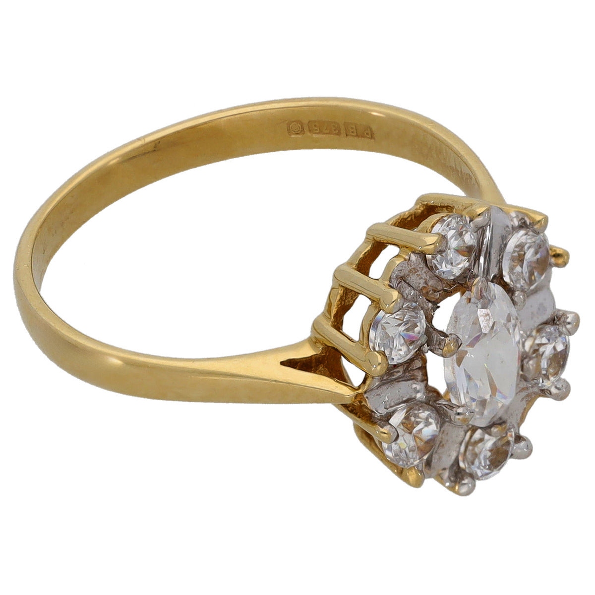 9ct Gold Cubic Zirconia Cluster Ring Size O
