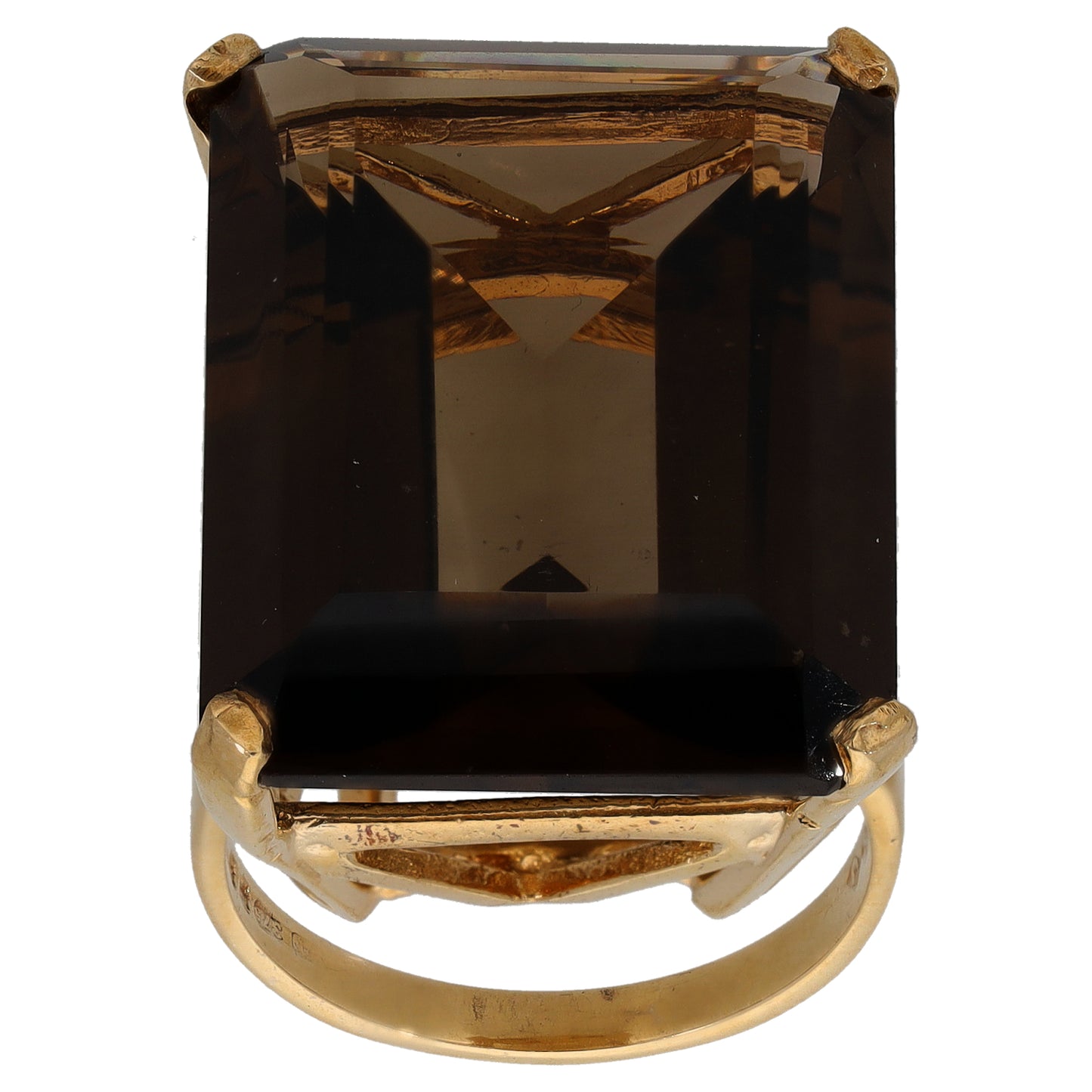 9ct Gold Smoky Quartz Single Stone Ring Size O