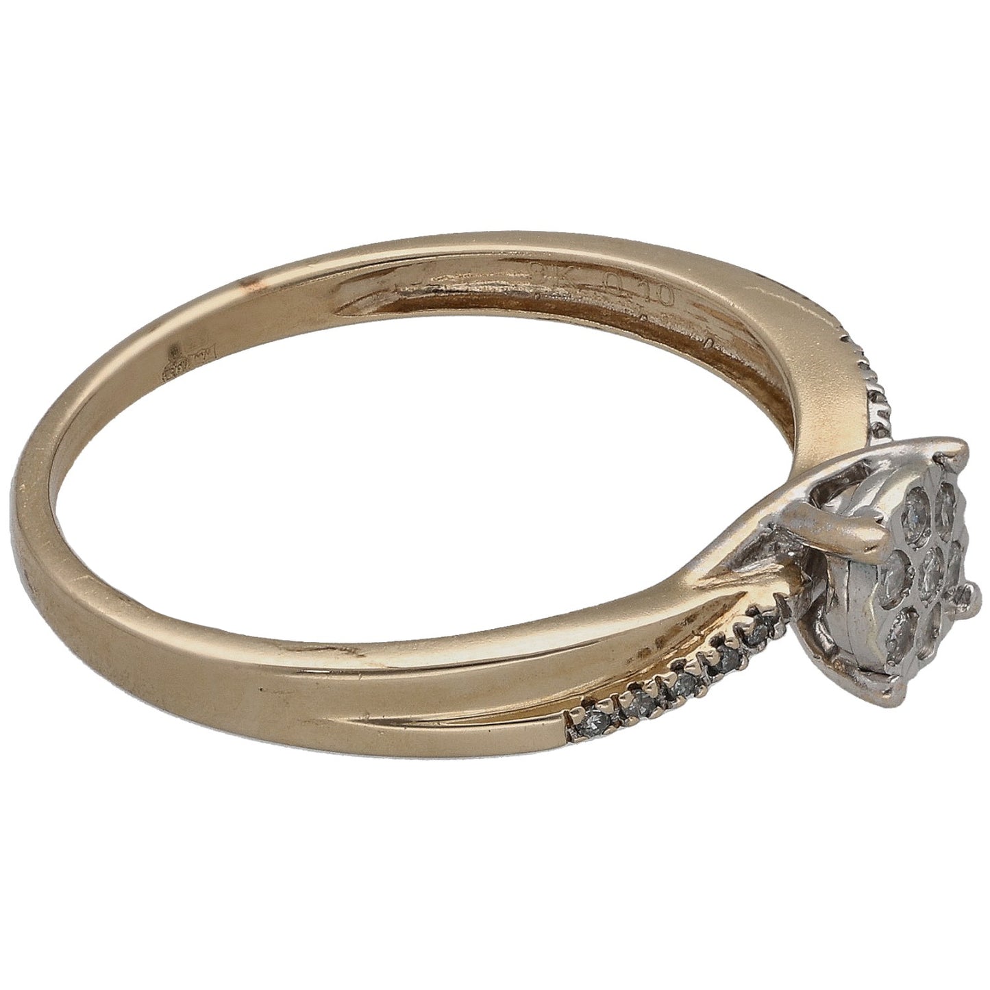 9ct Gold 0.10ct Diamond Cluster Ring Size P