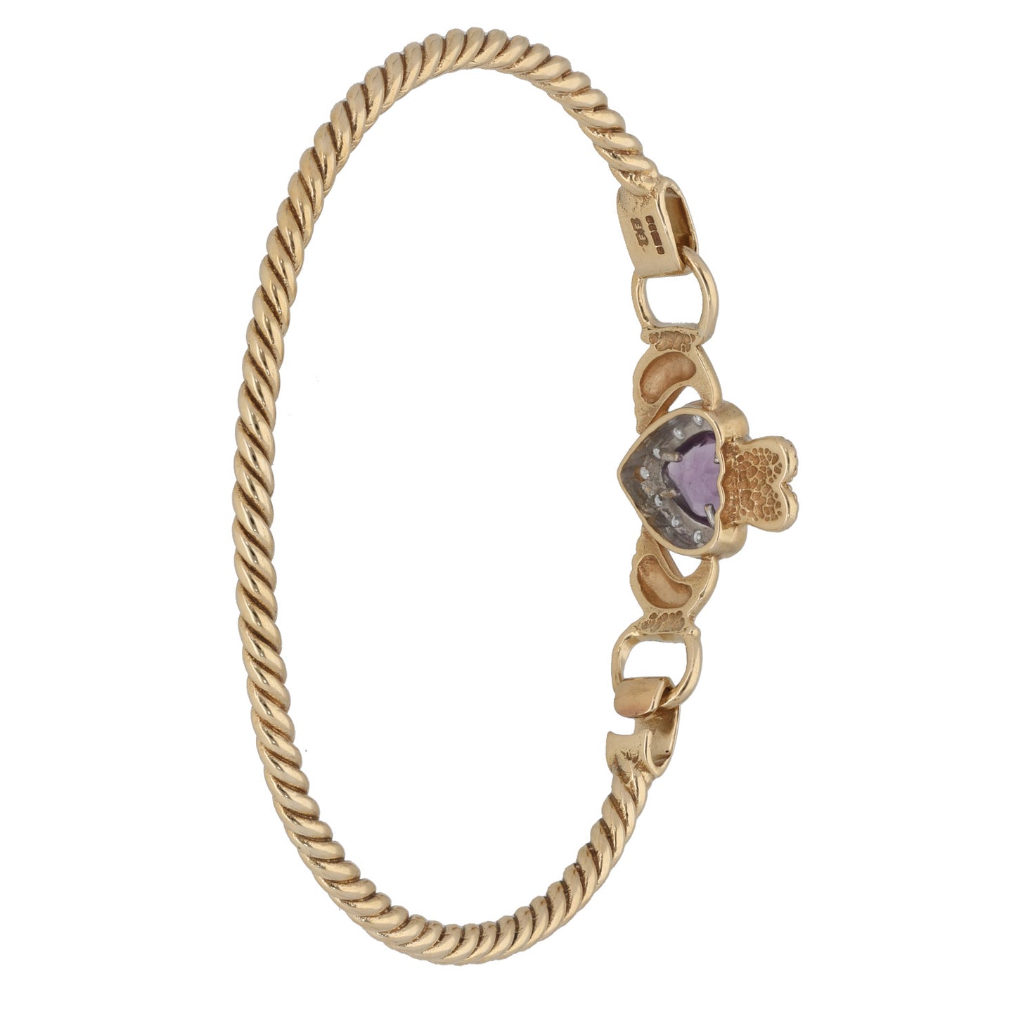 9ct Gold Amethyst & Cubic Zirconia Alternative Bangle